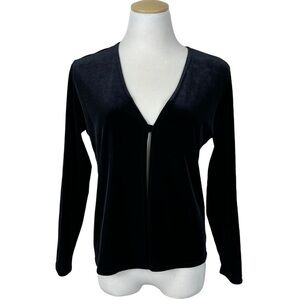 Vintage 90’s Y2K Black Velvet Single Button Whimsigoth Witchy Cardigan Sz. Small